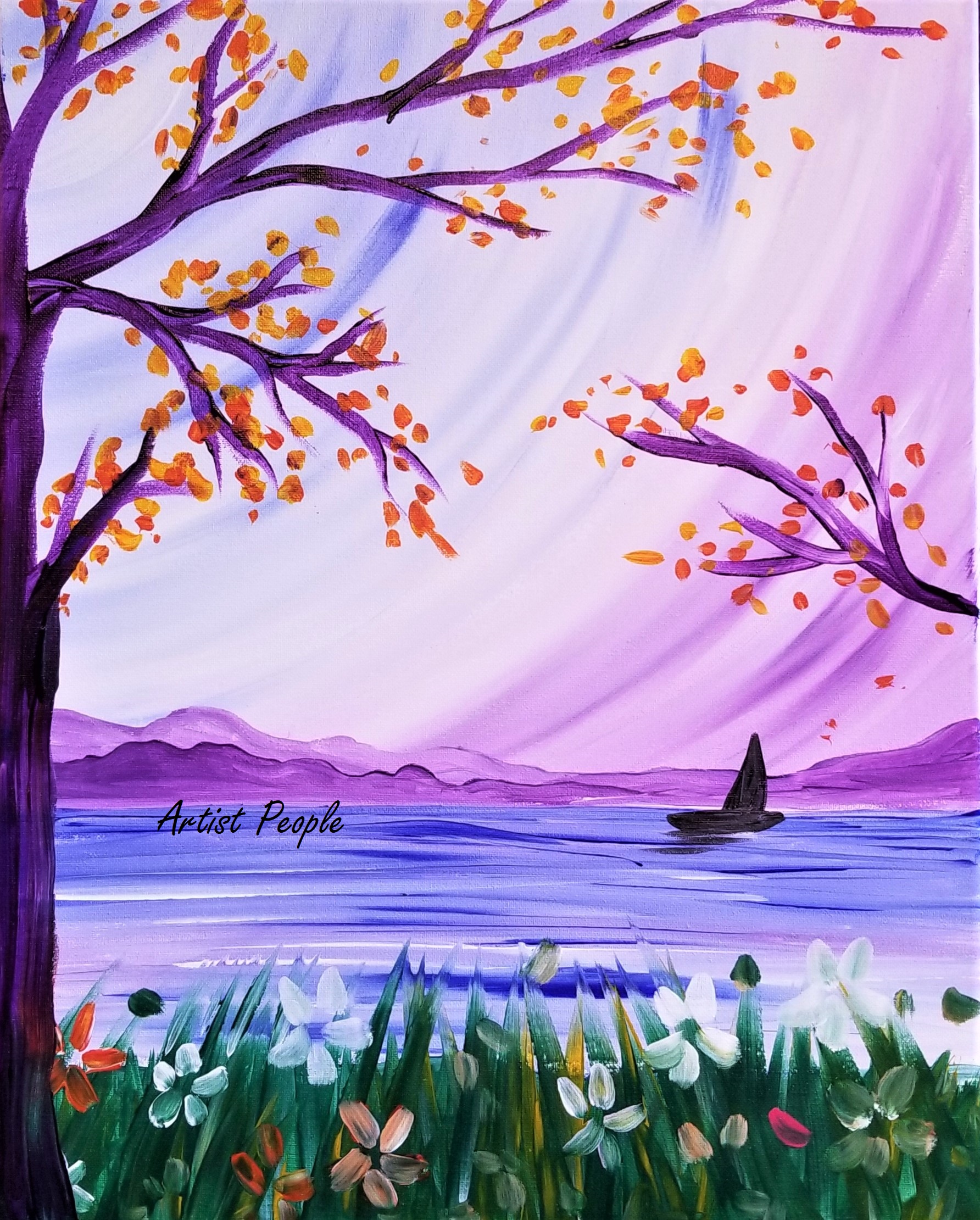 Sip n Paint Purple season Wine and Painting Party in New Jersey